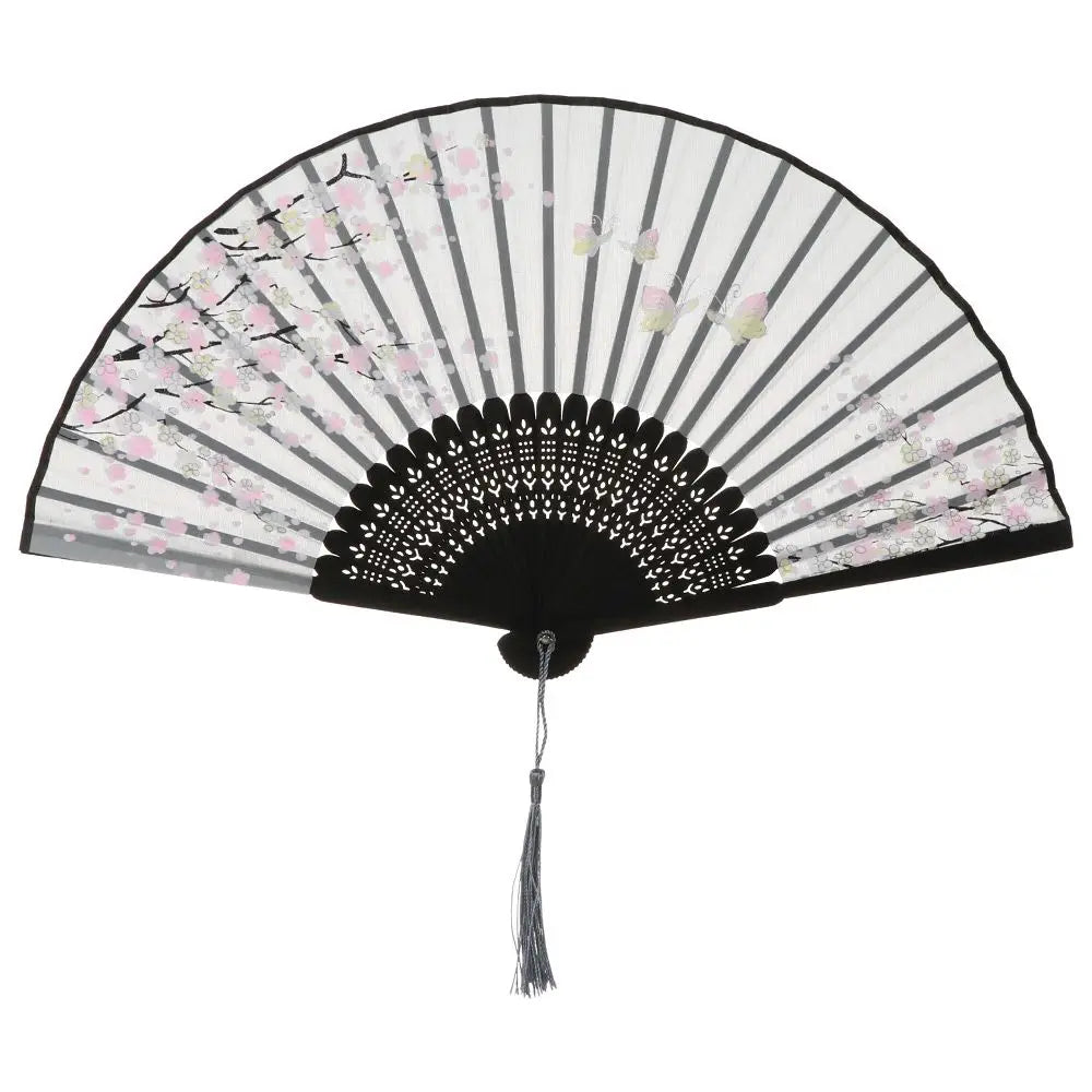 Bamboo Antique Folding Fan Chinese StyleFan Summer Female Dance Fan Portable Elegent Flower Hand Held Fan