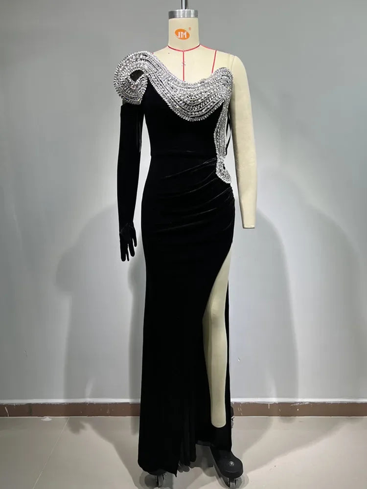 Celebrity Strapless Backless Diamonds Beading Maxi Long Gowns Dress