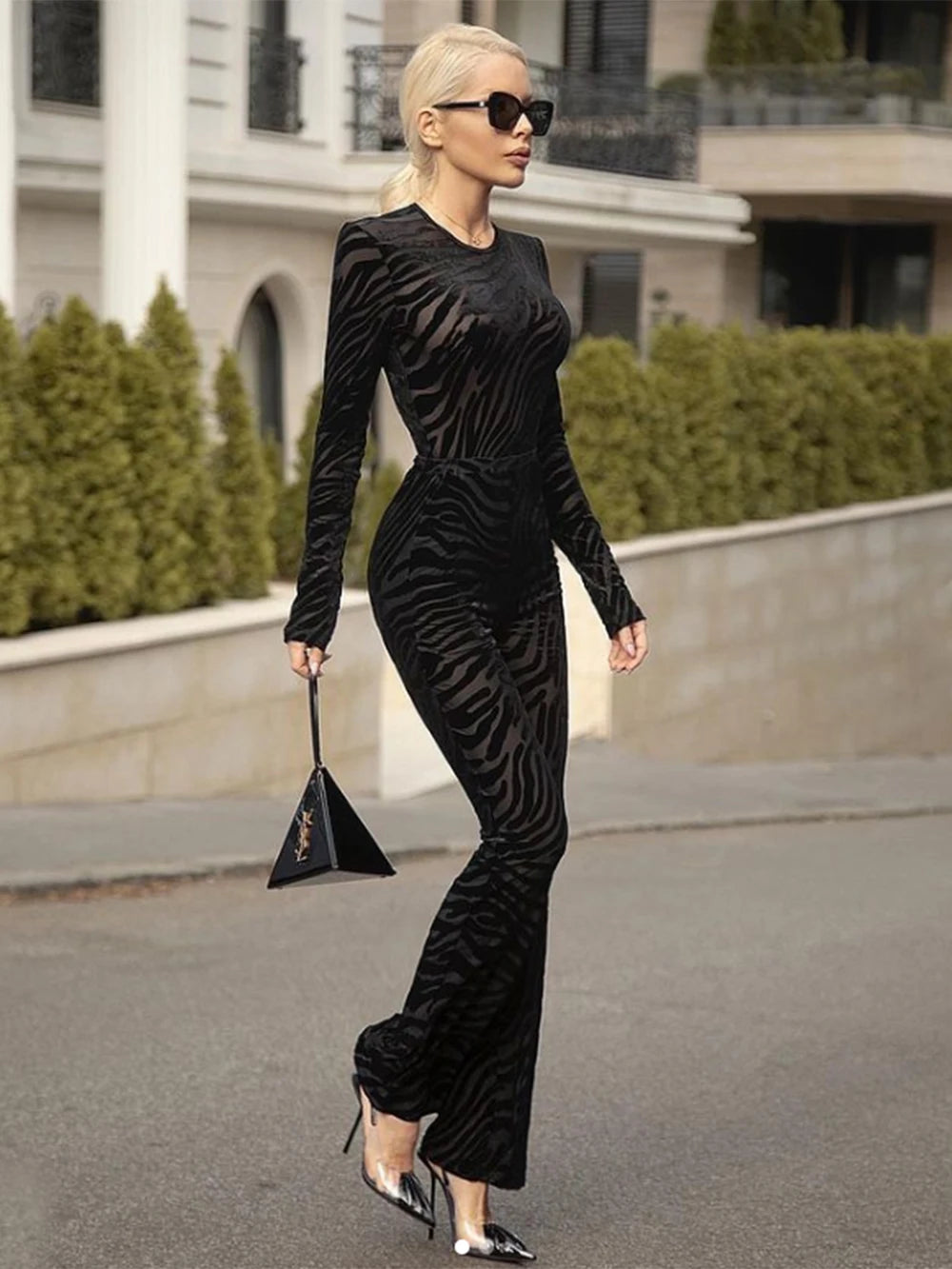 New Autumn Women Long Sleeve Bodycon Bodysuit Pants Set Two Piece Set
