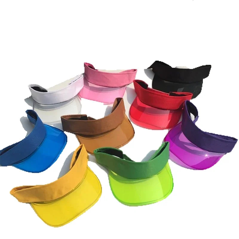 Summer Anti-UV Transparent Empty Top Sun Hat Plastic PVC Caps Outdoor Sport Bicycle Sunshade Hat