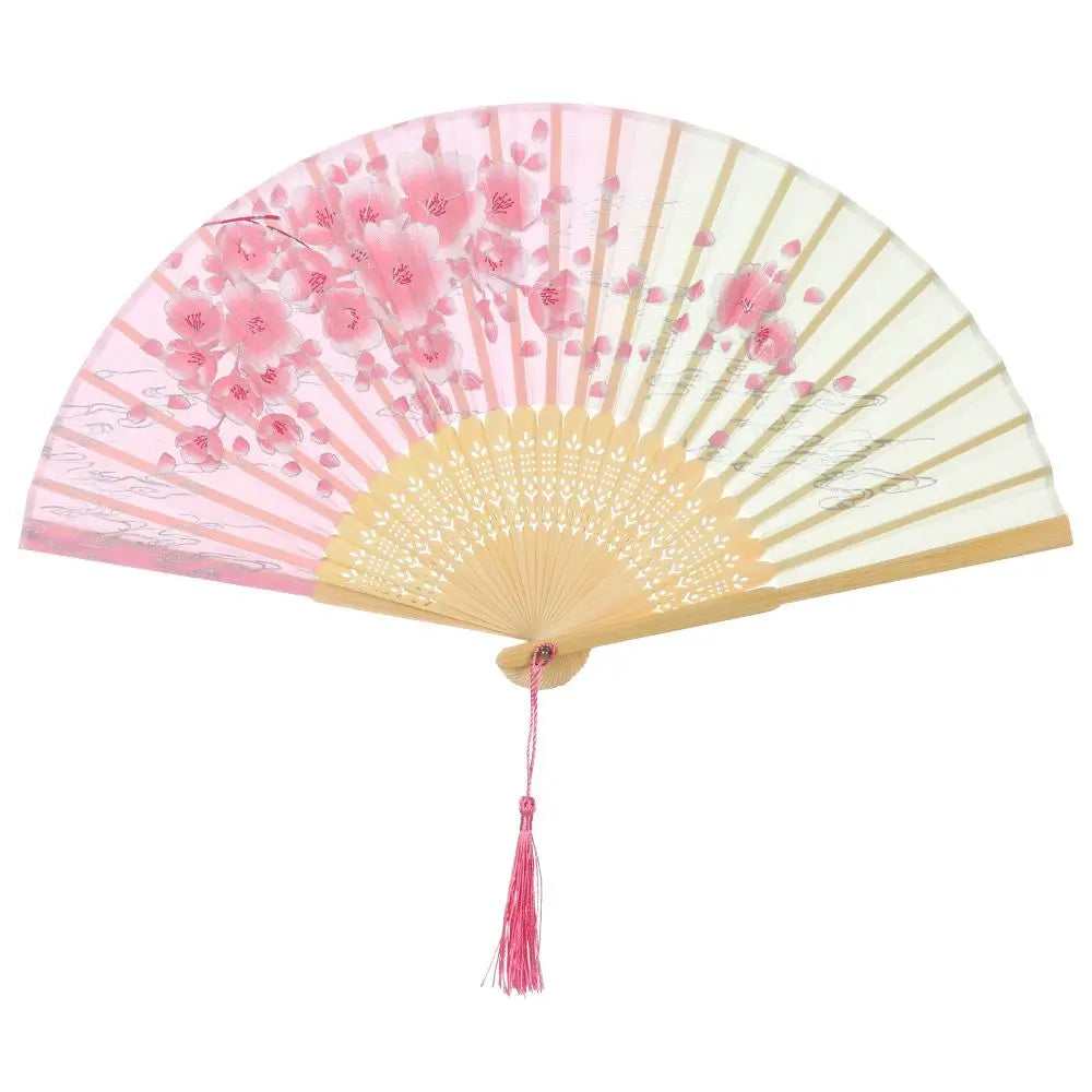 Bamboo Antique Folding Fan Chinese StyleFan Summer Female Dance Fan Portable Elegent Flower Hand Held Fan