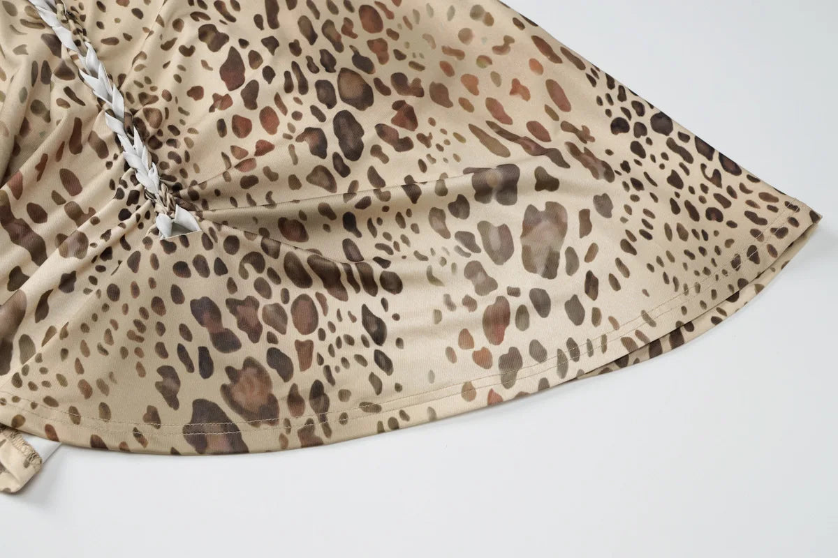 Halter Leopard Backless Maxi Dress Women Long Dresses