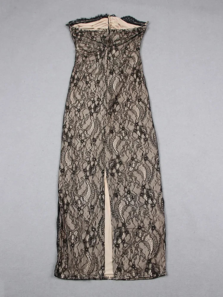 Lace Flower Cut Out Gowns Dress