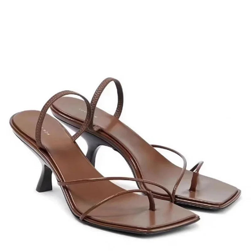 New Leather Retro Square Toe Pinch Sandals