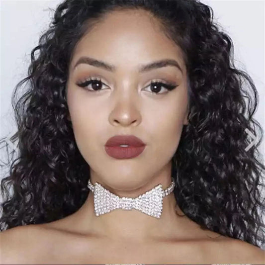 Exquisite Elegant Rhinestone Bow Neck chain Choker