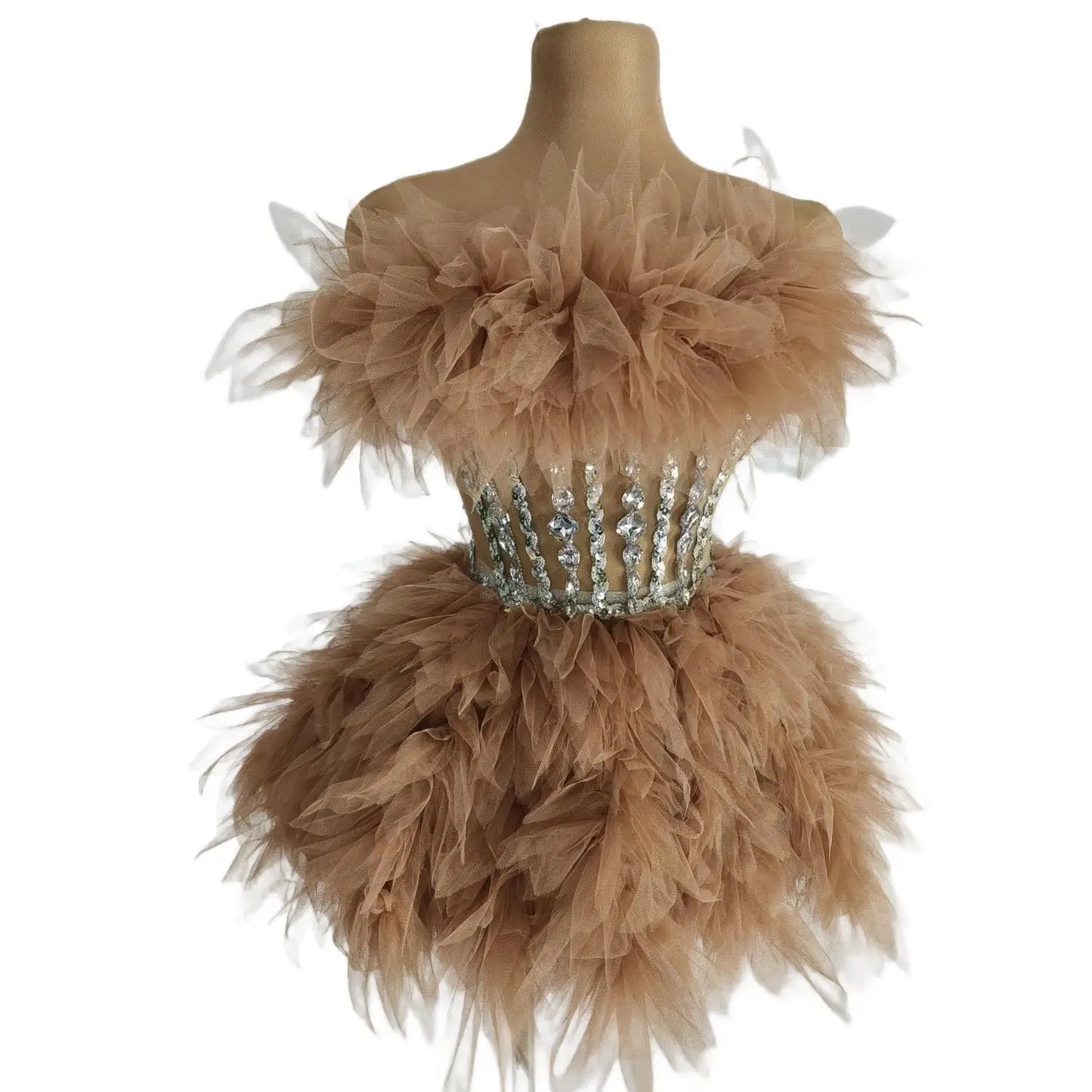 Sheer Mesh Luxury Women Cocktail Gowns Sparkly Crystals Dresses Mini Prom Dress