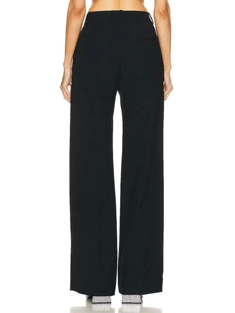 High Waist Denim Diamonds Straight Pant