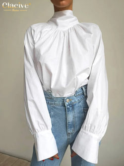 LElegant Turtleneck Long Sleeve Shirts Vintage Chic Lace-Up Classic Top
