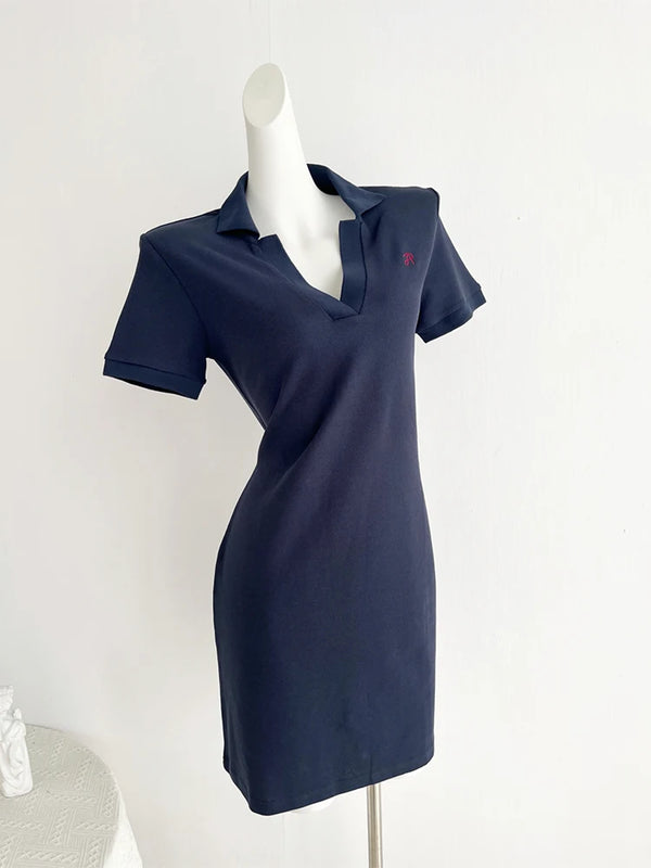 Turn-Down Collar Dress Midi Polo for Tennis Golf