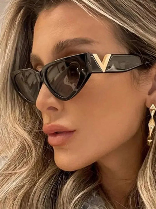 Luxury Vintage Cat Eyt Sunglasses V Brand Designer Cateye Sun Glasses Female Eyewear UV400 Gafas De Sol Mujer