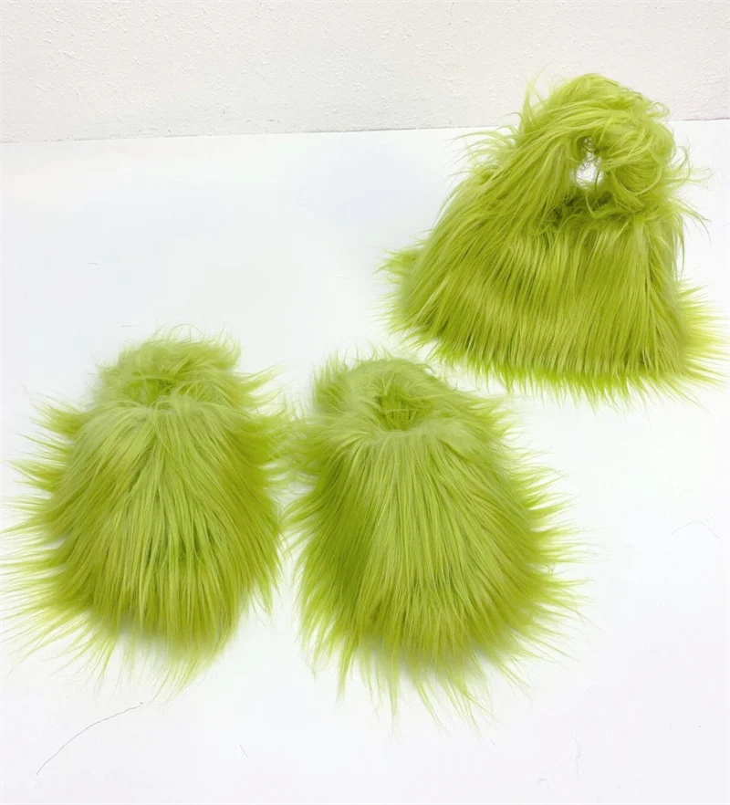 Faux Fur Slippers Women Winter Plush Warm Home Flat Slides