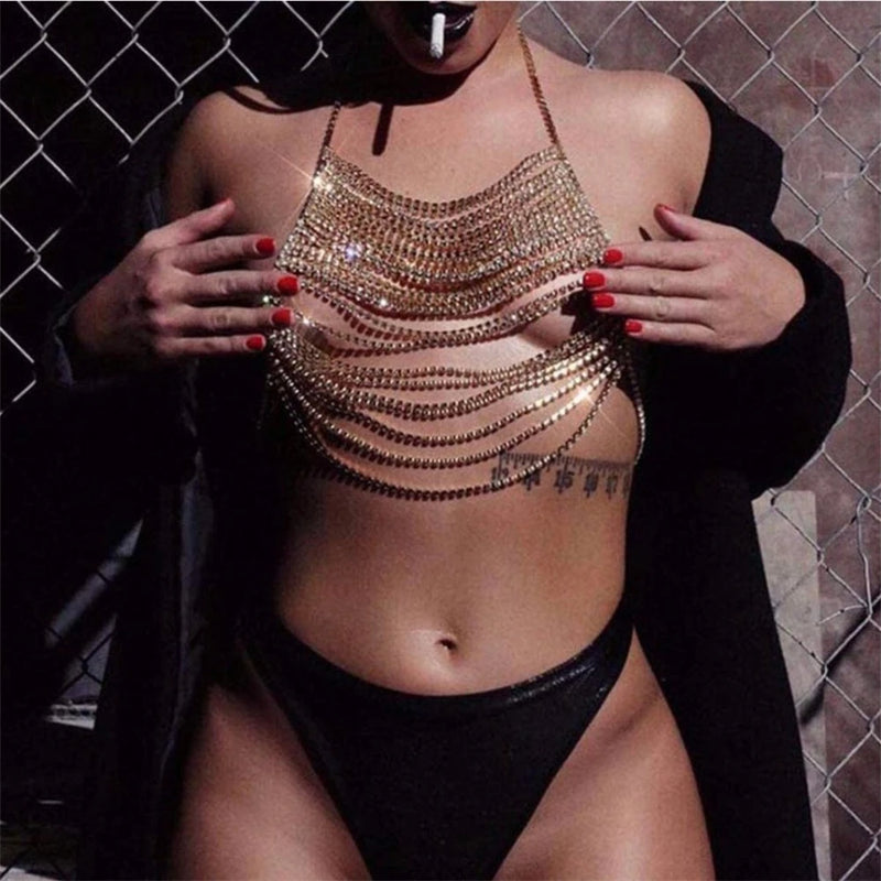 Rhinestone Bra Body Chain