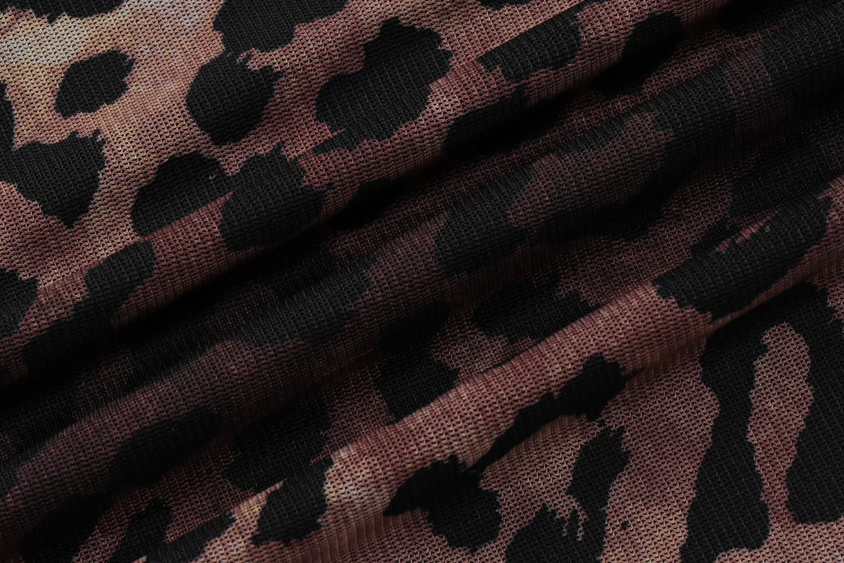 Lace Leopard Print Patchwork Bodycon Dress