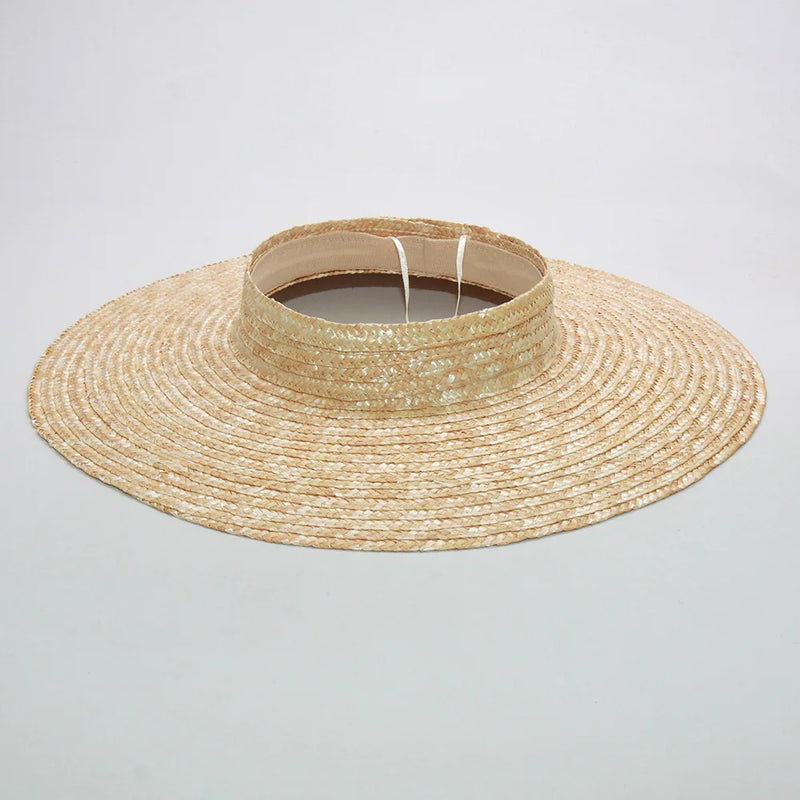 Summer Empty Top Round Sun Hats For Elegant Wide Large Brim Beach Straw Hat Casual Panama Caps Uv Protection Cap Sombrero